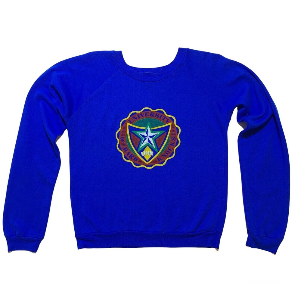 Vintage 80s 90s University of Hard Knocks Thin Soft Blue Crewneck Sweatshirt XS